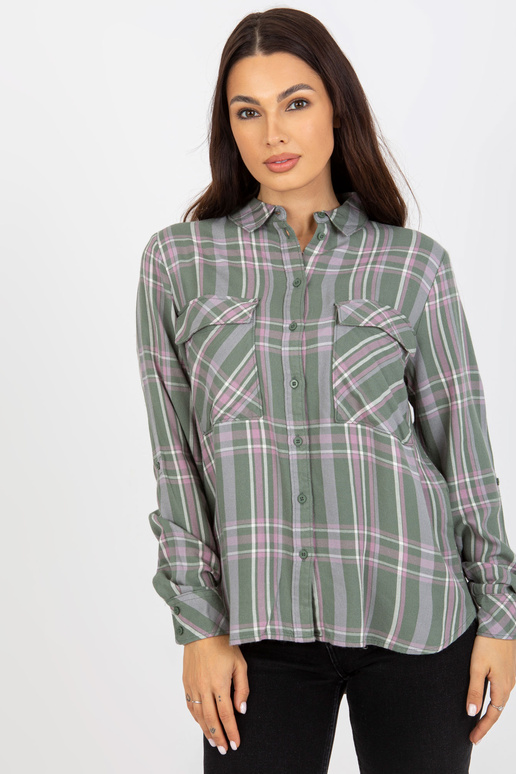 Khakivärvi naiste ruuduline viskoossärk