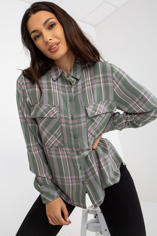 Khakivärvi naiste ruuduline viskoossärk