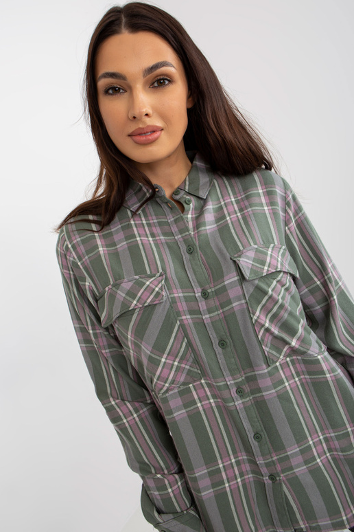 Khakivärvi naiste ruuduline viskoossärk