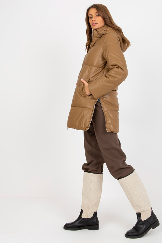 Camel Eco-Leder-Winterjacke koos...