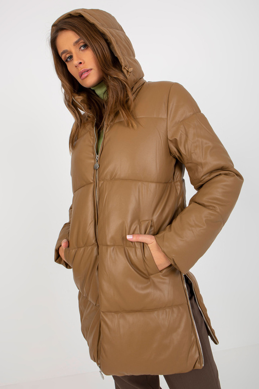 Camel Eco-Leder-Winterjacke koos...