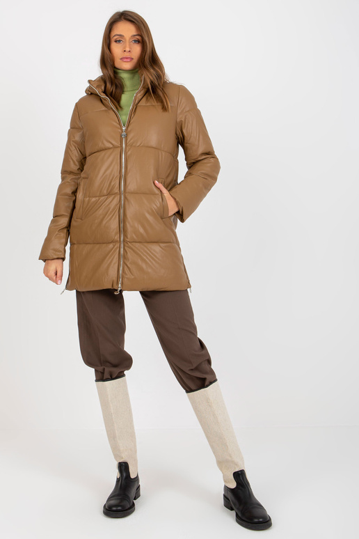 Camel Eco-Leder-Winterjacke koos...
