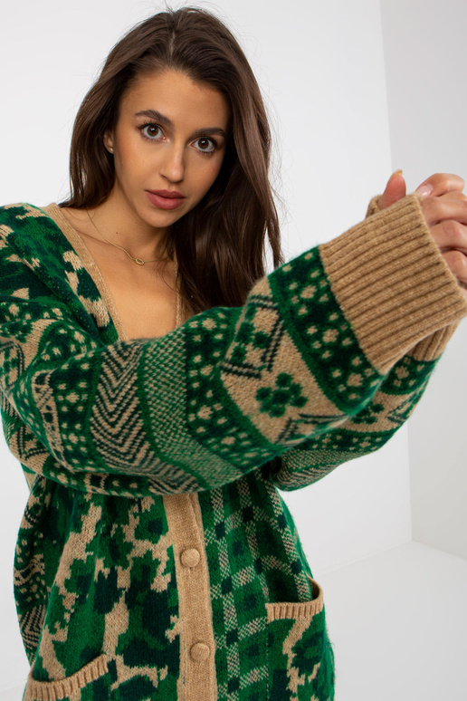 Grüner Camel Oversize-kardigan...