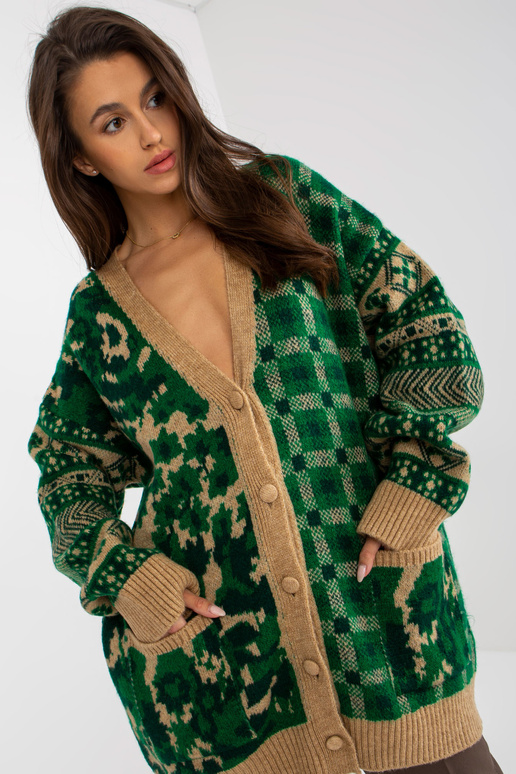 Grüner Camel Oversize-kardigan...