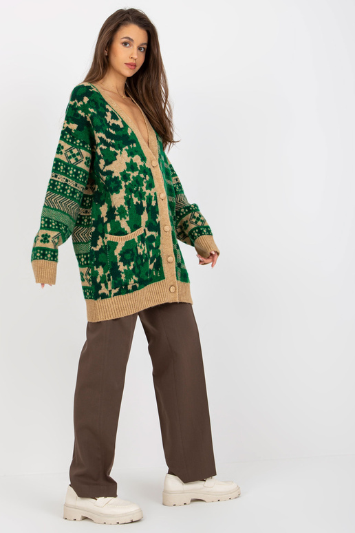 Grüner Camel Oversize-kardigan...