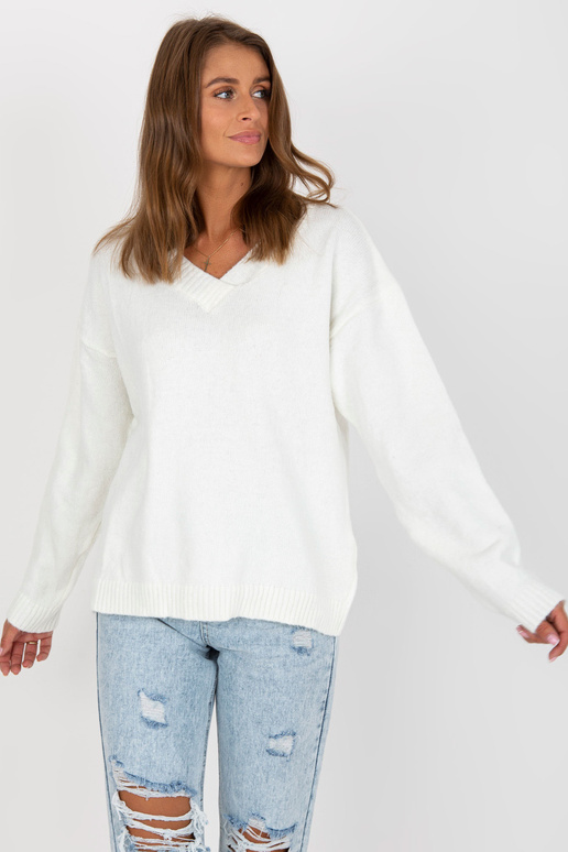 Ecru klassikaline kootud kampsun RUE...