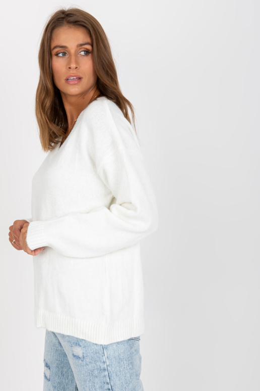 Ecru klassikaline kootud kampsun RUE...