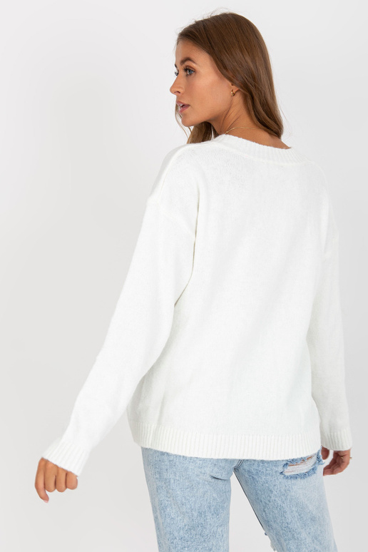 Ecru klassikaline kootud kampsun RUE...