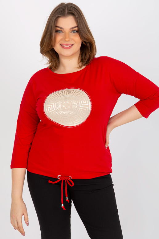 Punane pluss suuruses 3/4 varruka ja...