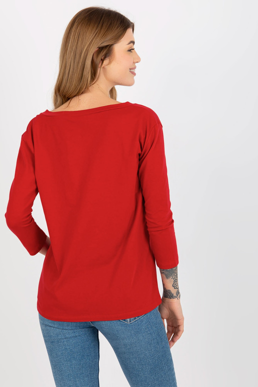 Lihtne punane puuvillane V-kaelusega...