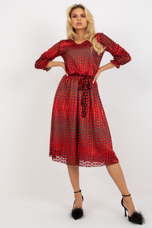 Särava mustriga punane Midi õhtukleit Särava mustriga punane Midi õhtukleit