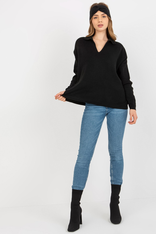 Must tavaline oversize kraega kampsun