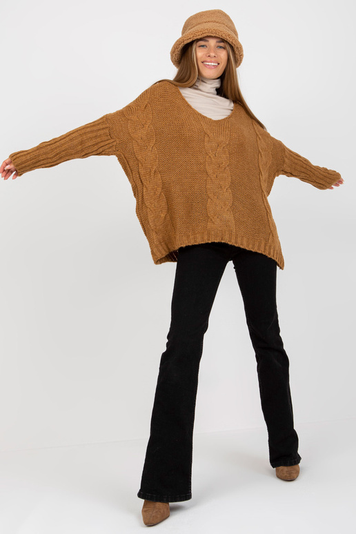 Oversize kaameli V-kaelusega kampsun...