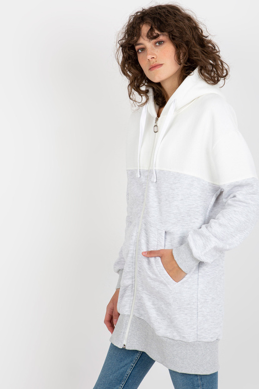 Ecru-hall dressipluus basic kapuutsiga