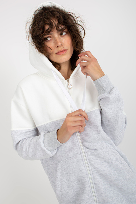 Ecru-hall dressipluus basic kapuutsiga