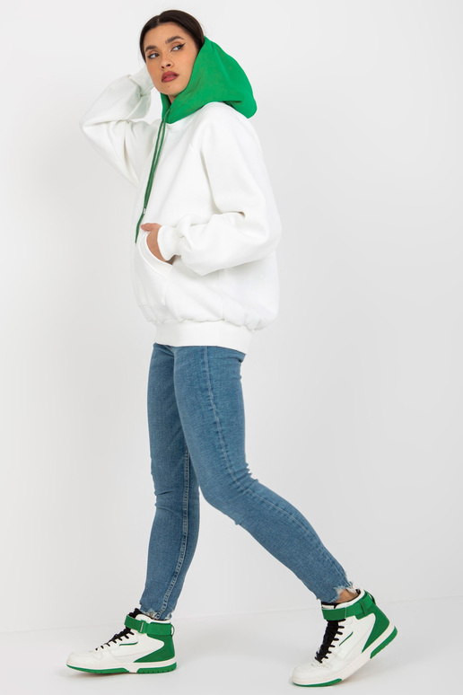 Ecru-roheline dressipluus basic hoodie