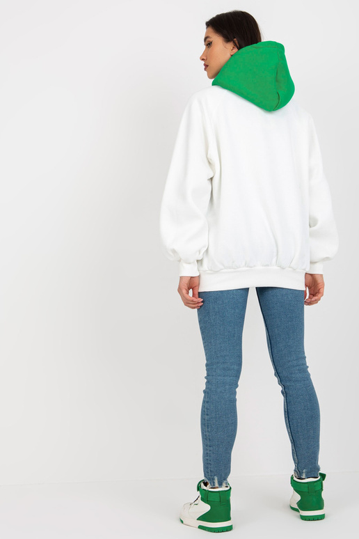 Ecru-roheline dressipluus basic hoodie