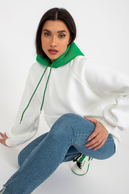 Ecru-roheline dressipluus basic hoodie