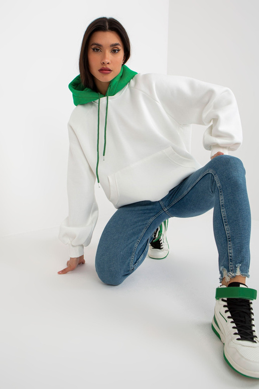 Ecru-roheline dressipluus basic hoodie
