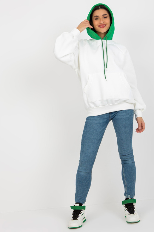 Ecru-roheline dressipluus basic hoodie