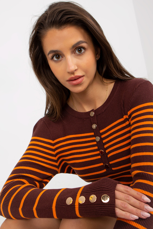 Dunkelbraunes geripptes Kleid mit... Dunkelbraunes geripptes Kleid mit...