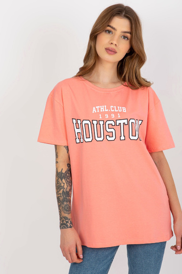 Peach Loose Ladies Print T-särk 2