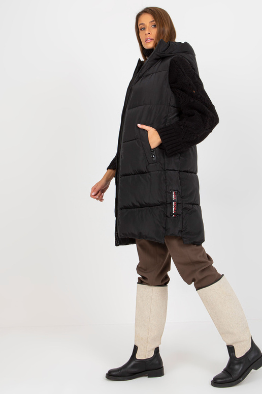 Schwarze Lange Daunenweste mit Kapuze... Schwarze Lange Daunenweste mit Kapuze...