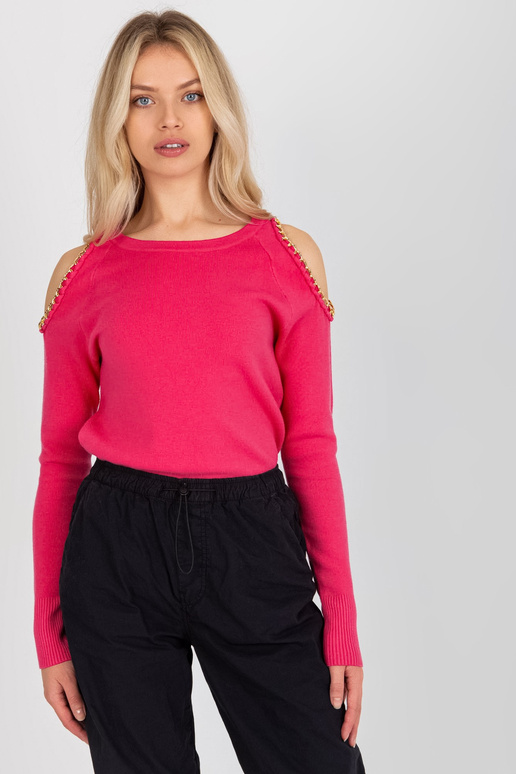 Fuksia paljaste õlgade ja kettidega...