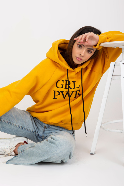 Kollane dressipluus kapuutsiga ja...