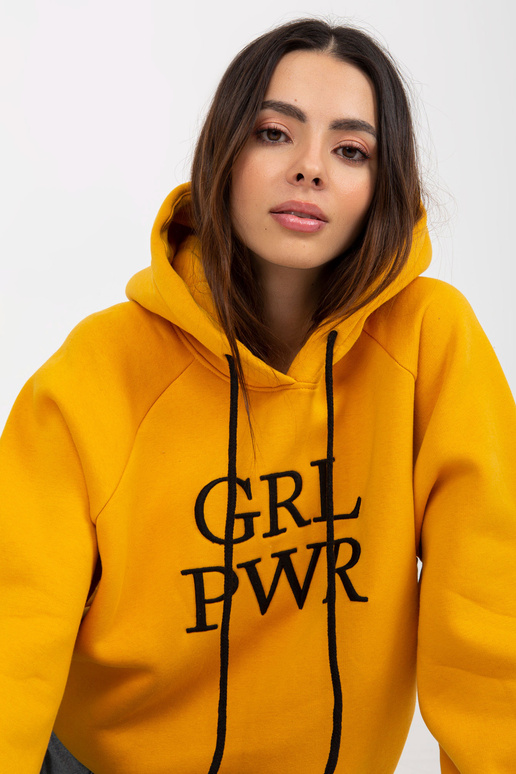 Kollane dressipluus kapuutsiga ja...