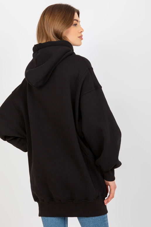 Must dressipluus Basic pikk kapuuts