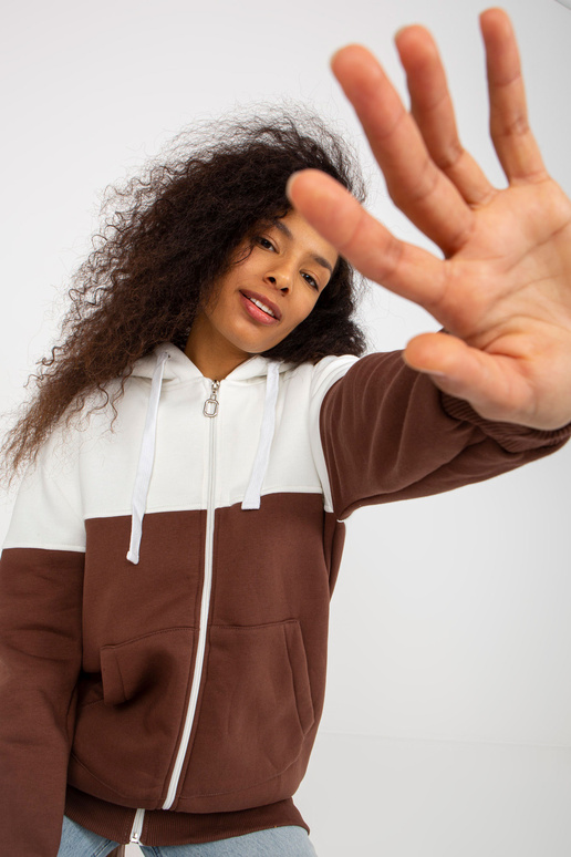 Ecru-pruun dressipluus basic hoodie