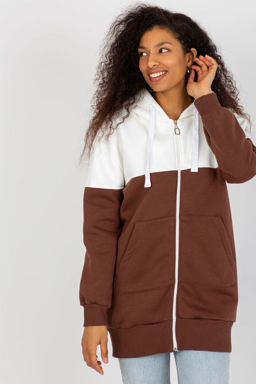 Ecru-pruun dressipluus basic hoodie