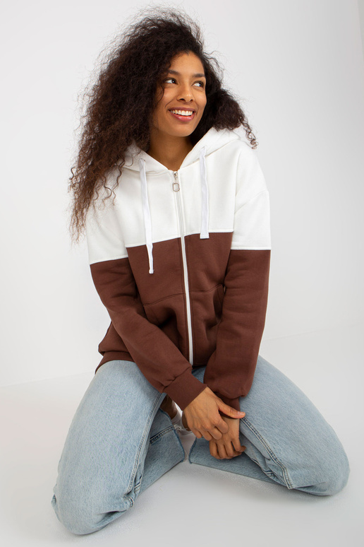 Ecru-pruun dressipluus basic hoodie