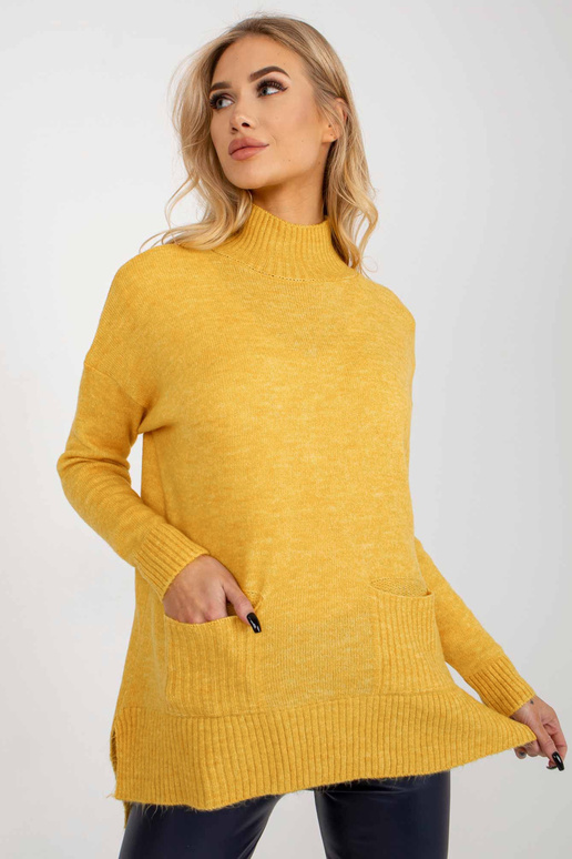 Kollane pikk oversize sviiter taskute...