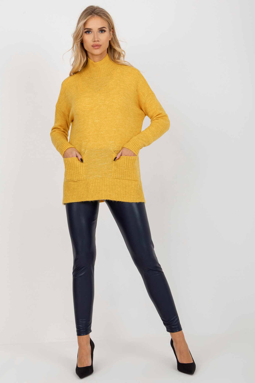 Kollane pikk oversize sviiter taskute...