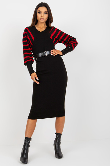 Must ja punane midi kleit...