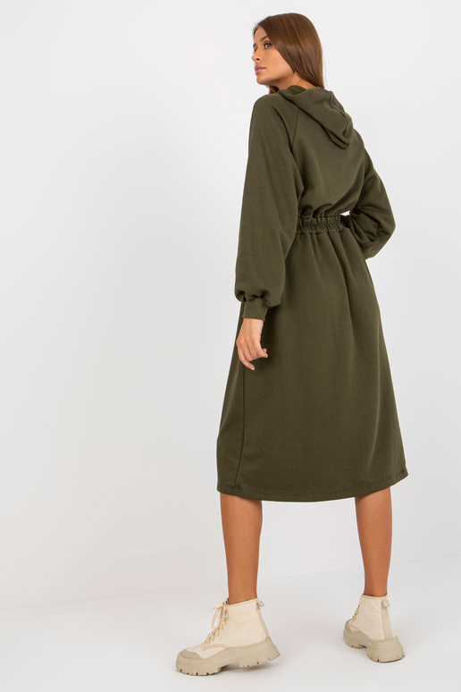 Khakifarbenes Sweatshirtkleid mit Kapuze Khakifarbenes Sweatshirtkleid mit Kapuze