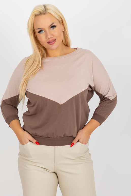 Beež ja pruun 3/4 varrukatega pluus...