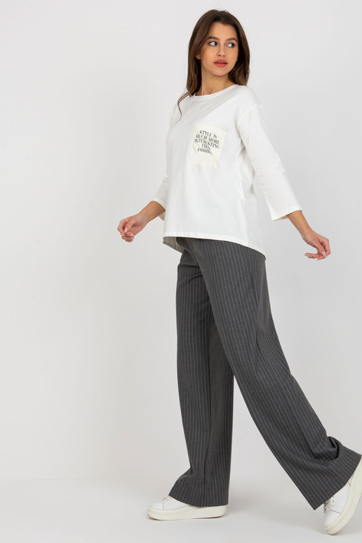 Ecru puuvillane vabaaja pluus taskuga