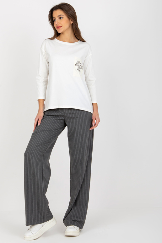 Ecru puuvillane vabaaja pluus taskuga