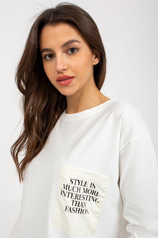 Ecru puuvillane vabaaja pluus taskuga