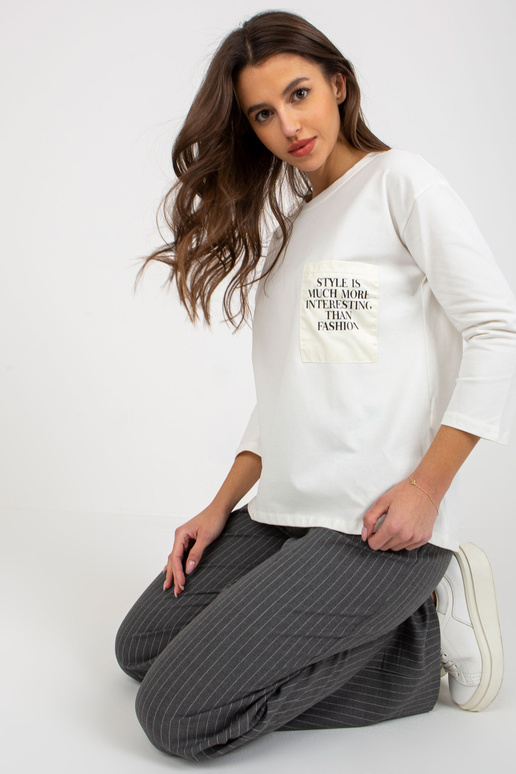 Ecru puuvillane vabaaja pluus taskuga