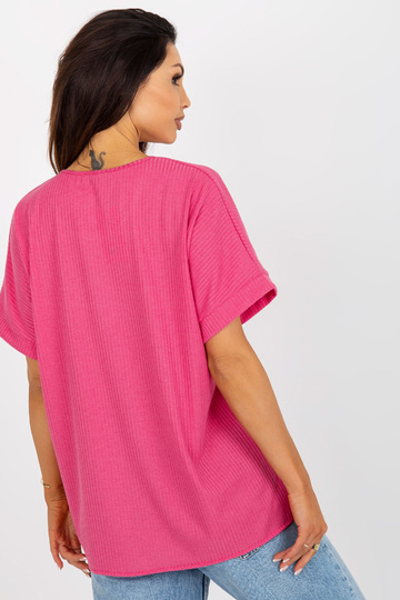 Fuksia värvi soonikuga oversize pluus kaisukaruga