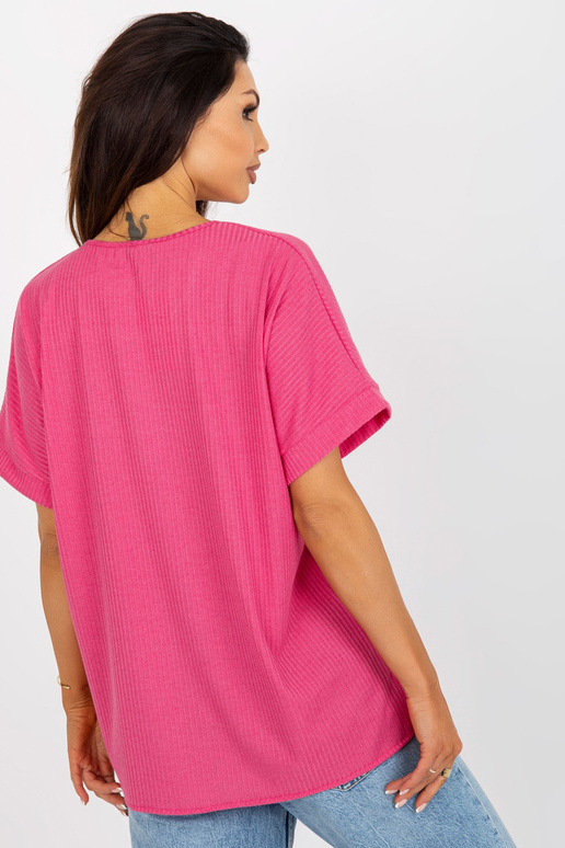 Fuksia värvi soonikuga oversize pluus kaisukaruga