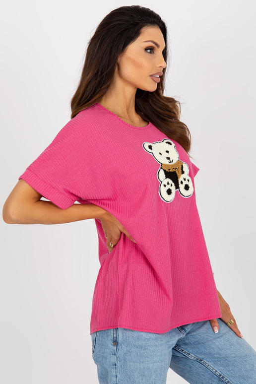 Fuksia värvi soonikuga oversize pluus kaisukaruga