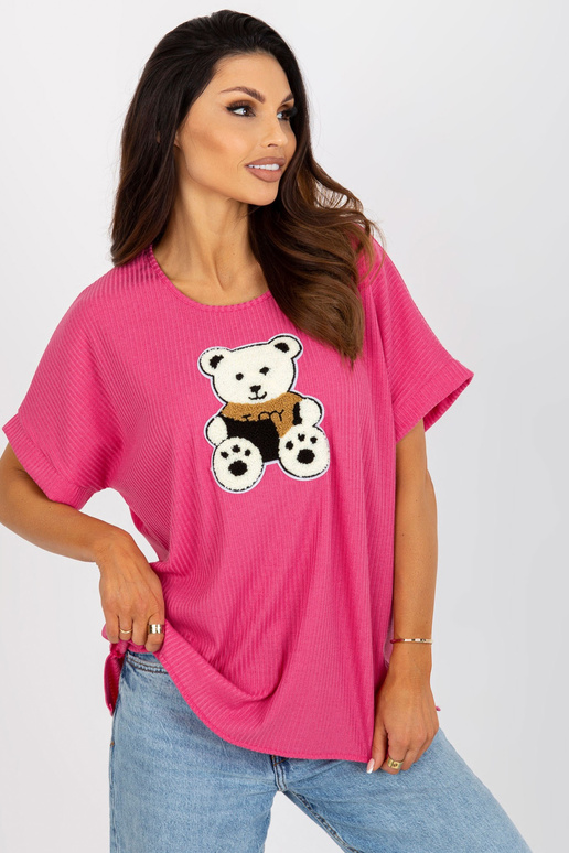 Fuksia värvi soonikuga oversize pluus kaisukaruga