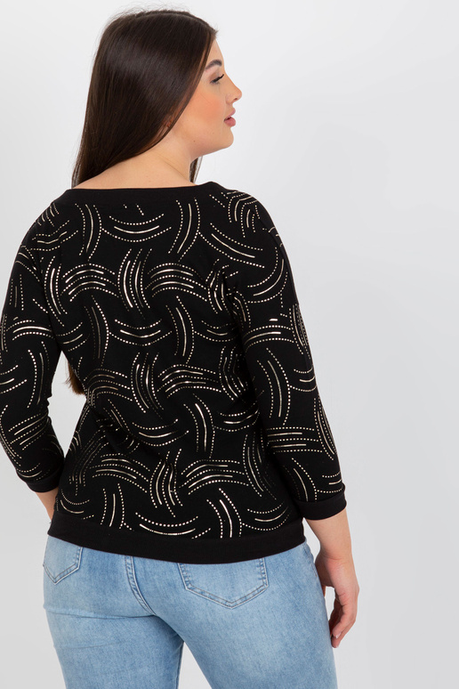 Must pluss suuruses V-kaelusega pluus