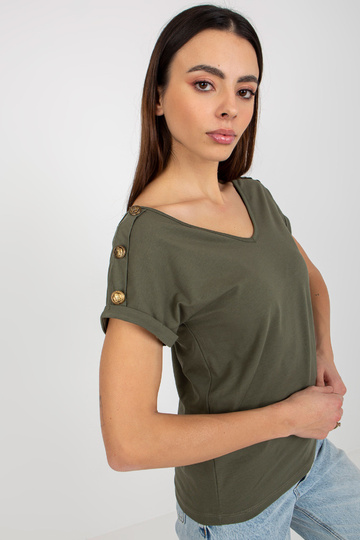 Khaki värvi vabaaja pluus varrukatel nööpidega OCH BELLA 2