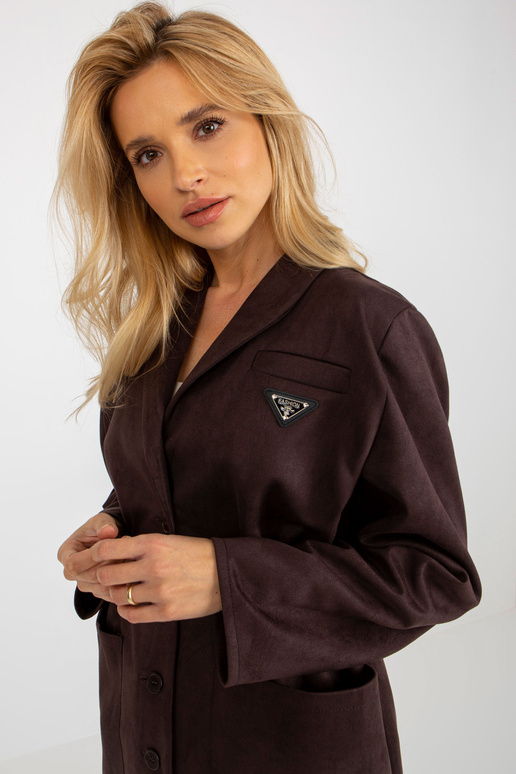 Elastse vöökohaga tumepruun jakkmantel